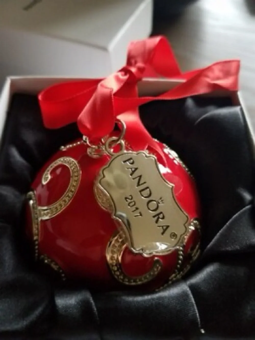 Pandora Red and Gold Holiday Ornament